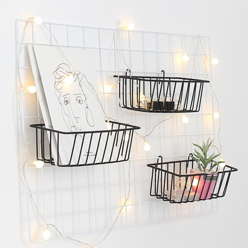 Home Wall Storage Rack with Hanging Basket for Small Items Storage