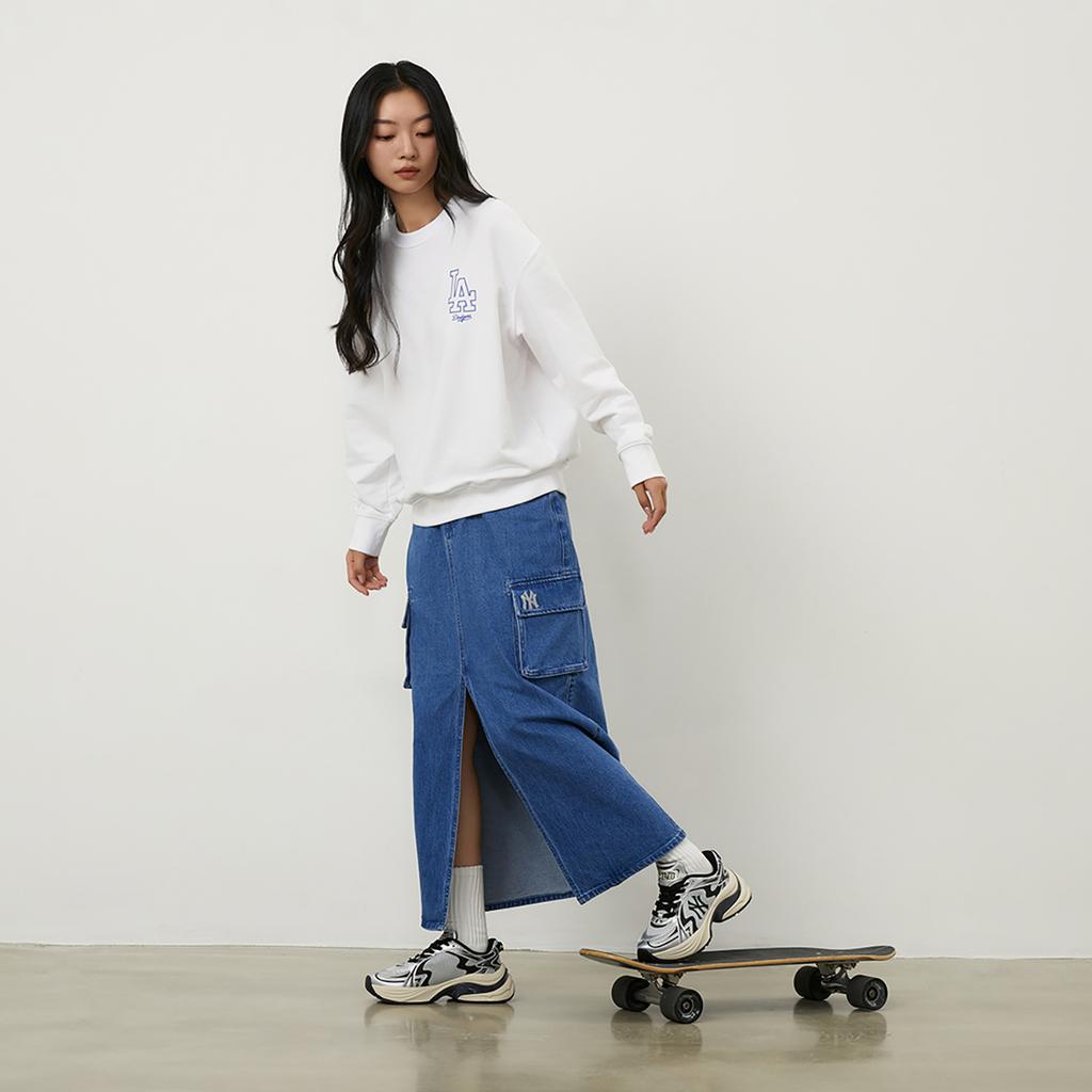 New MLB Los Angeles Dodgers Basic Collection 24FW American Sweatshirt Unisex Ecru 3AMTB9744-07WHS