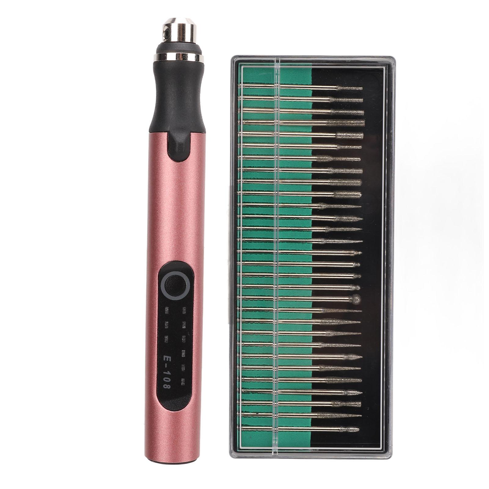

Electric Engraving Pen USB Charging Wireless DIY Indicator Lights Automatic Power Failure Protection Mini Grinding Pen Rose Gold рожевий колір золота