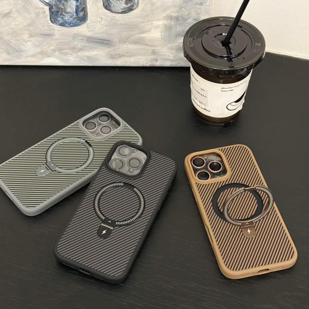Magnetic Carbon Fiber iPhone 17 Pro Max Stand Case for Apple 16, 15