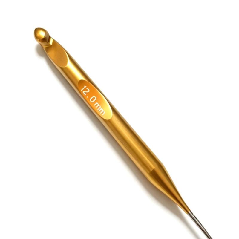 Tunisian Crochet Hook with Connector Cord, 12-Piece Color-Anodized Aluminum Set for Hoop-Filled Row, Garments, Rugs, and Home Decors