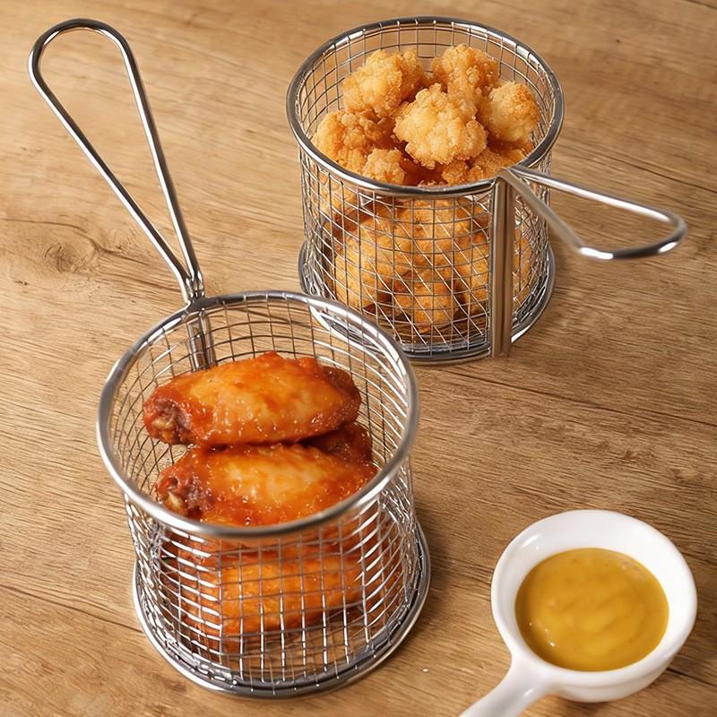 French Fry Stainless Steel Draining Basket for Restaurants and Snack Bars