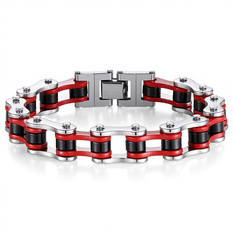 Stainless Steel Chain Bracelet Men Women Cycling Biker Punk Style Adjustable Safety Wristband