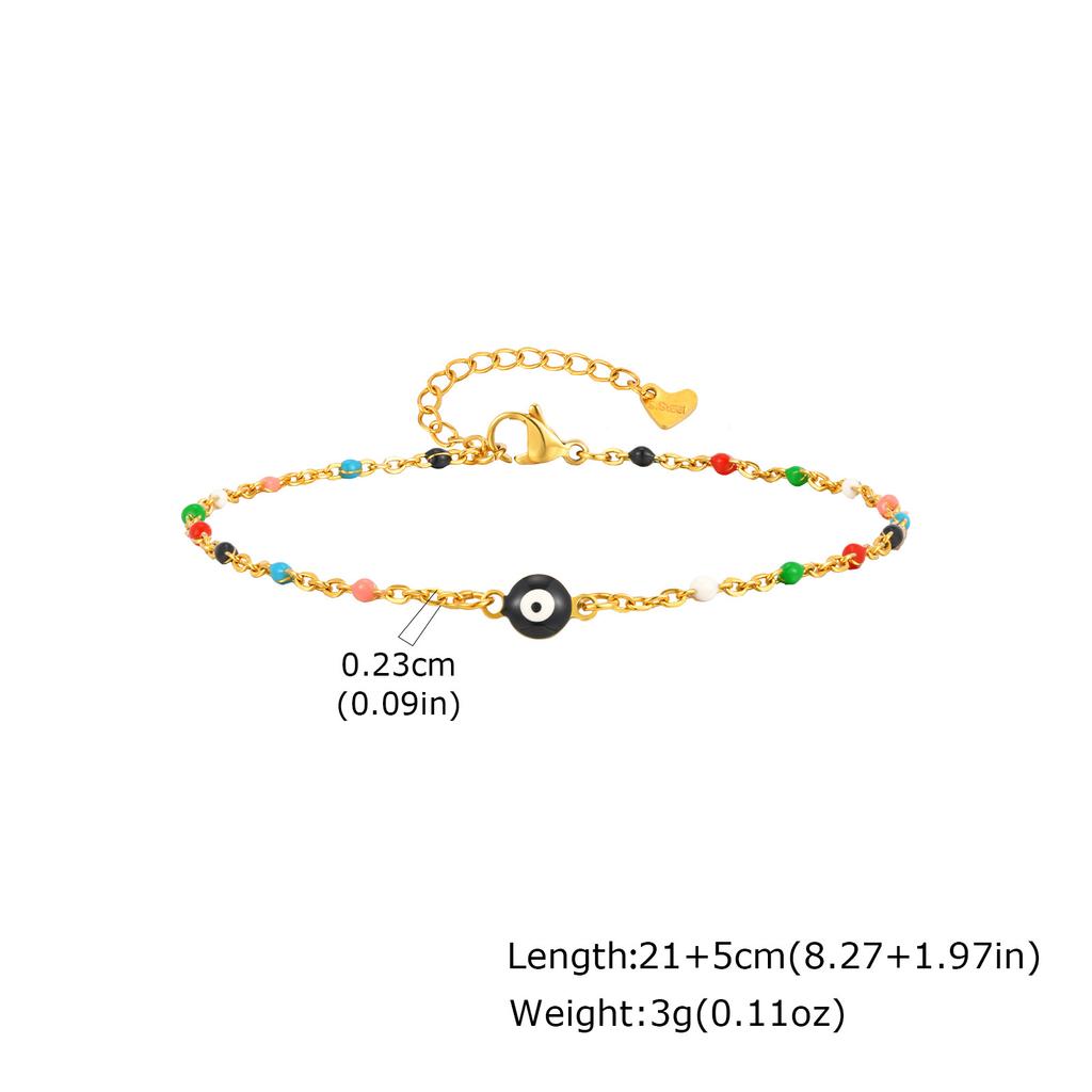 Evil Eye Anklet Bracelet for Women, 18K Gold Plated Stainless Steel, Adjustable Waterproof Evil Eye Jewelry