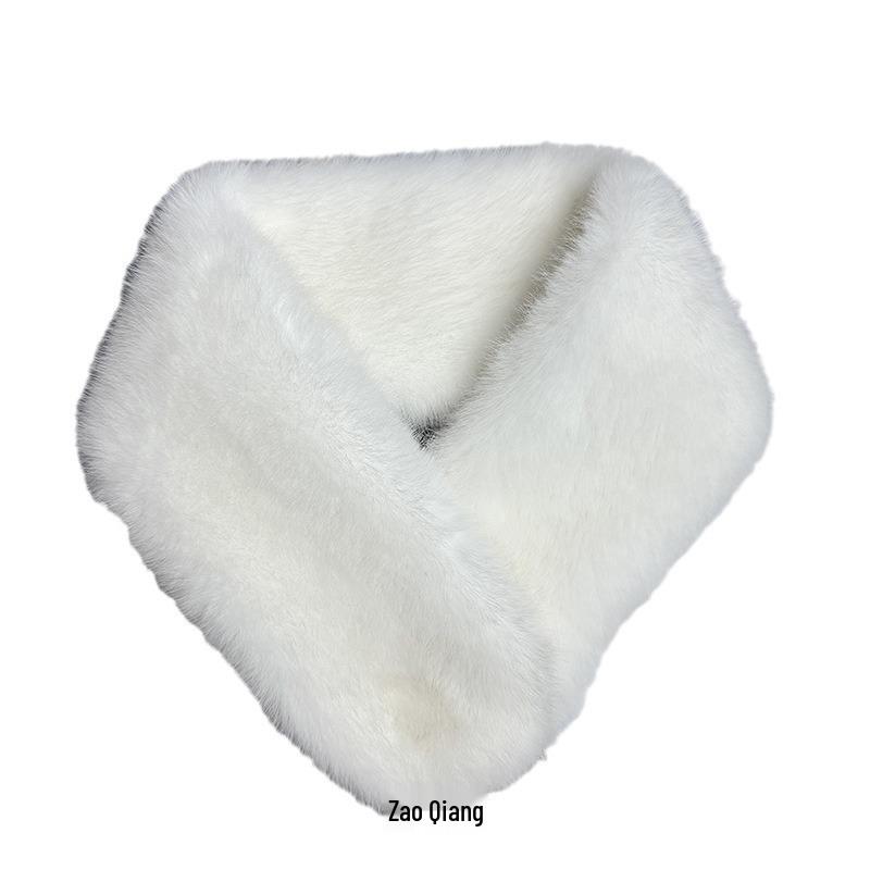 Korean Style Plush Velvet-Grade Imitation Mink Fur Snood with Magnetic Buckle