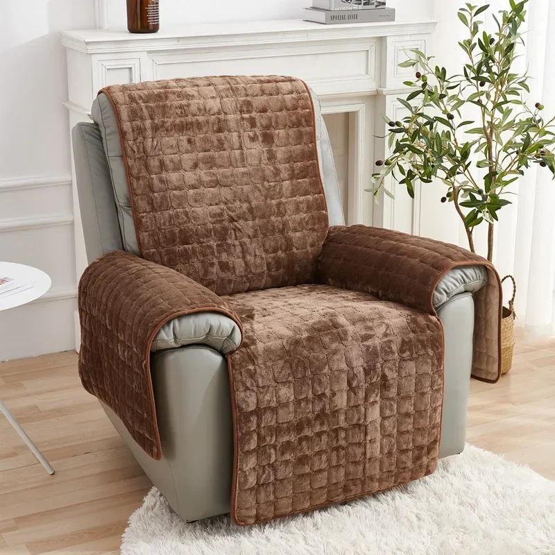 1 Seater Recliner Sofa Cover Flannel Velvet Non-Slip Chair Protector Covers Relax Lazy Boy Single Chairs Slipcovers Home Decor