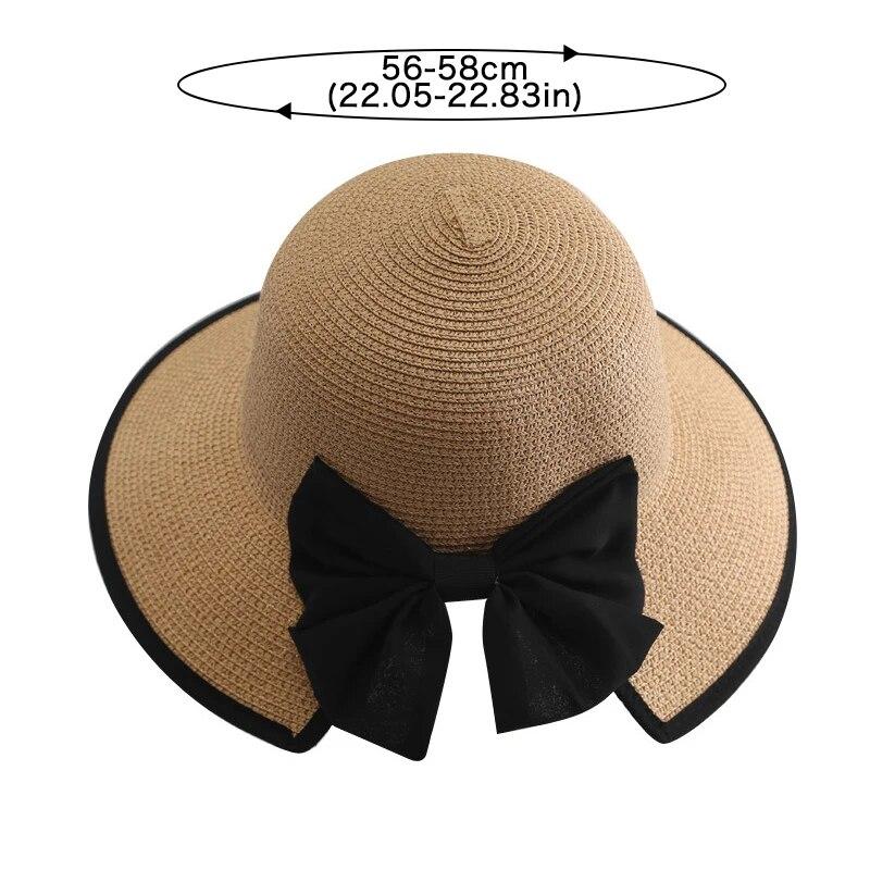 Yaz hasır şapkalar kadınlar için yay geniş kenarlı Panama plaj kap seyahat açık bayanlar katlanabilir UV koruma güneş şapkası