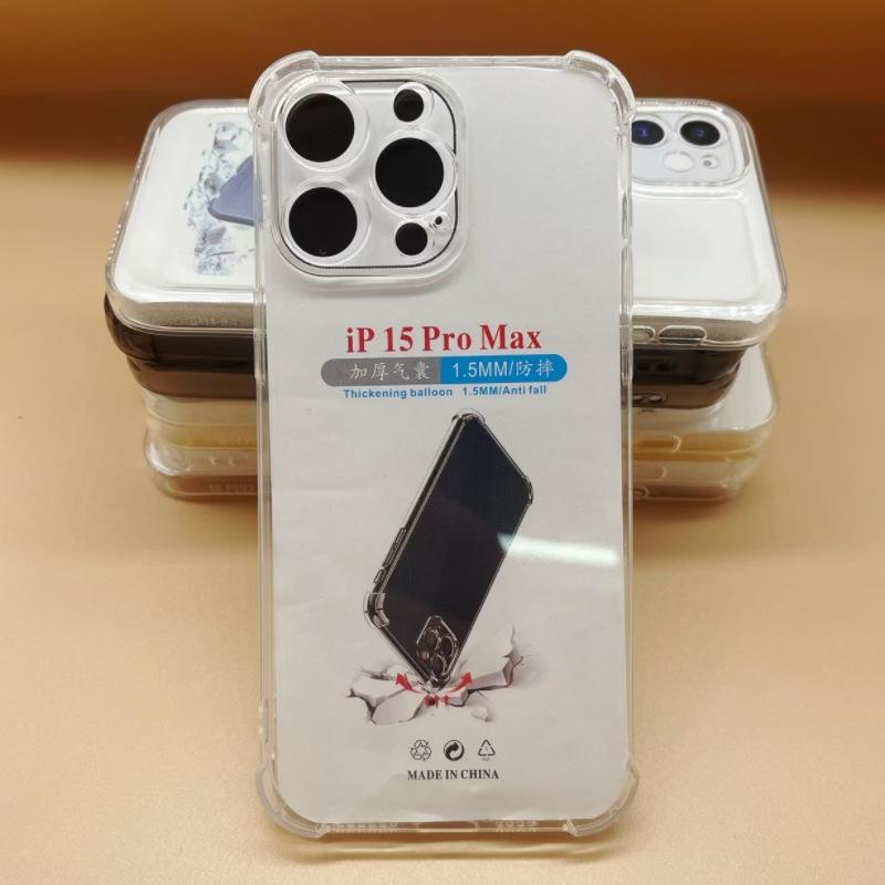New iphone16 transparent mobile phone case apple 15/14/13 promax four corners anti-drop fine hole all-inclusive soft case