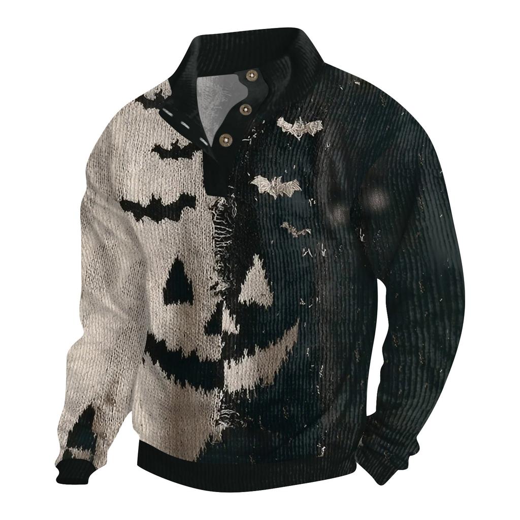 Men's Halloween Printed Corduroy Button Shirt