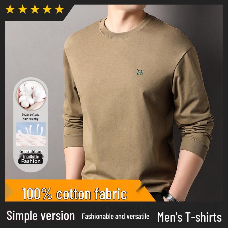 Hengyuanxiang Men's Pure Cotton Long Sleeve T-Shirt