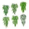 Creative Green Hanging Vine Plastic Persian Leaf Artificial Greenery Plants Fern Grass Photo Props Green Leaves Vine Gift