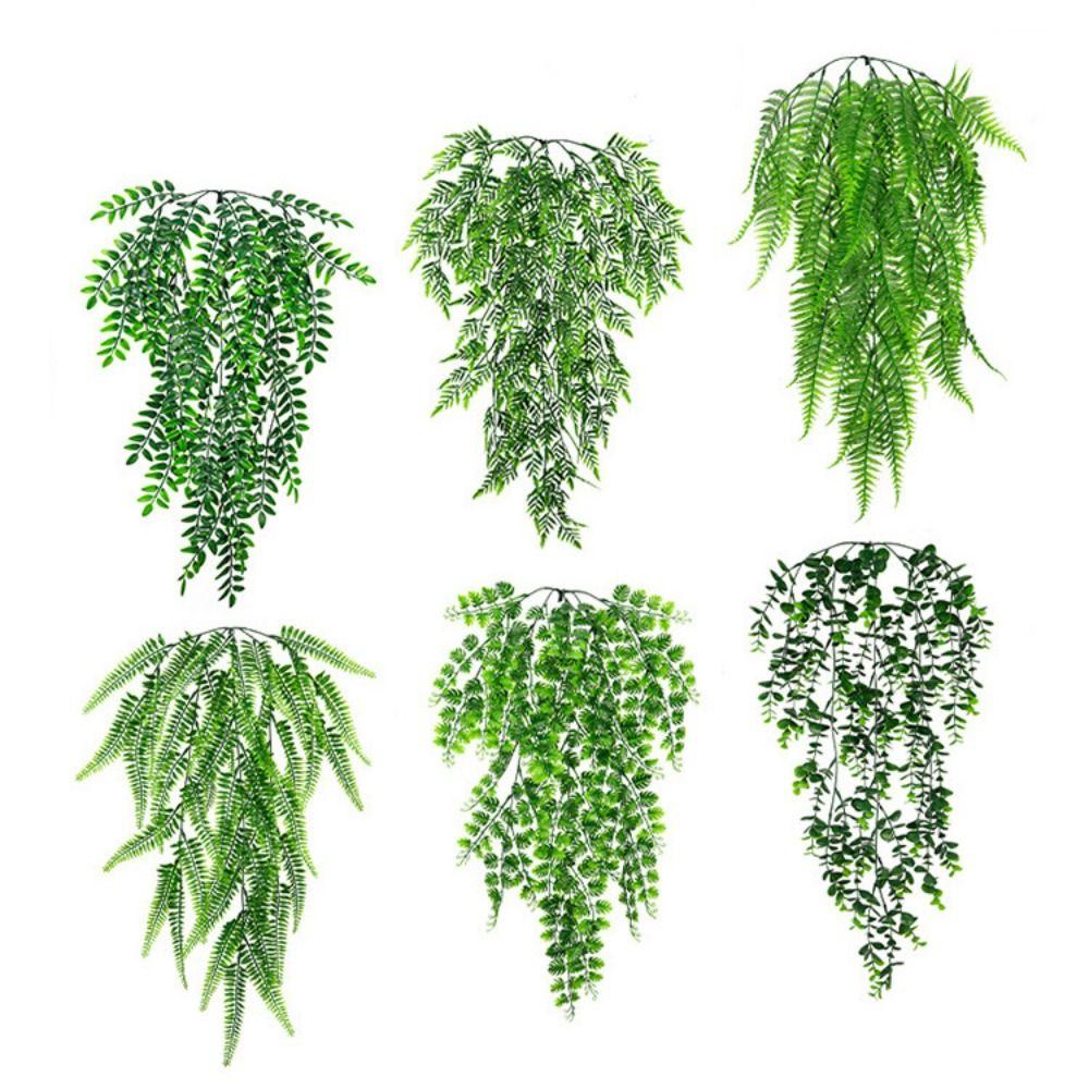 Creative Green Hanging Vine Plastic Persian Leaf Artificial Greenery Plants Fern Grass Photo Props Green Leaves Vine Gift