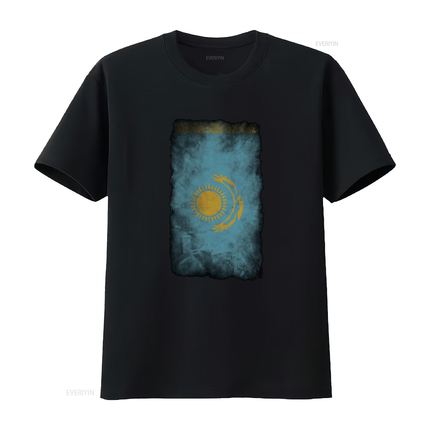 

Kazakhstan Flag T Shirt Unique Design with National Symbolism Perfect for Patriotic Wear vintage Washed designer clothes Soft 4XL