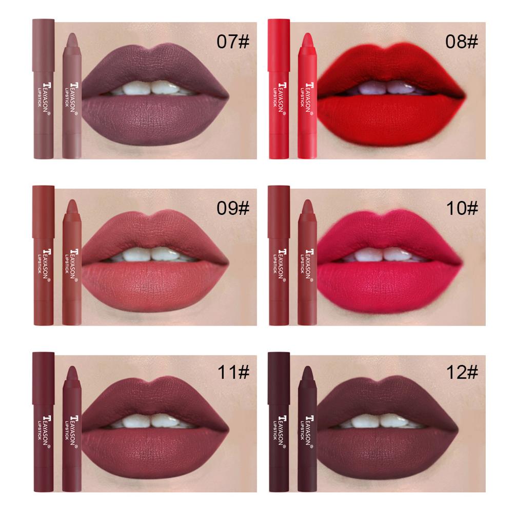 12 Colors Matte Lipsticks Waterproof Long Lasting Nude Non Stick Cup Lips Makeup Lip Tint Pen Cosmetic Daily Makeup