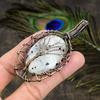 Rainbow Moonstone Gemstone Copper Wire Wrap Jewelry Pendant 3.35"