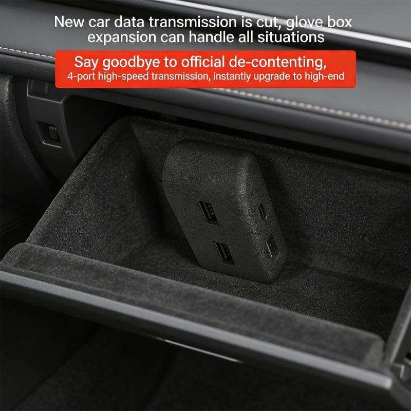 High Speed Charging Hub Glove Box Docking Station Central Control Splitter Adapter Car Accessories Easy to Install