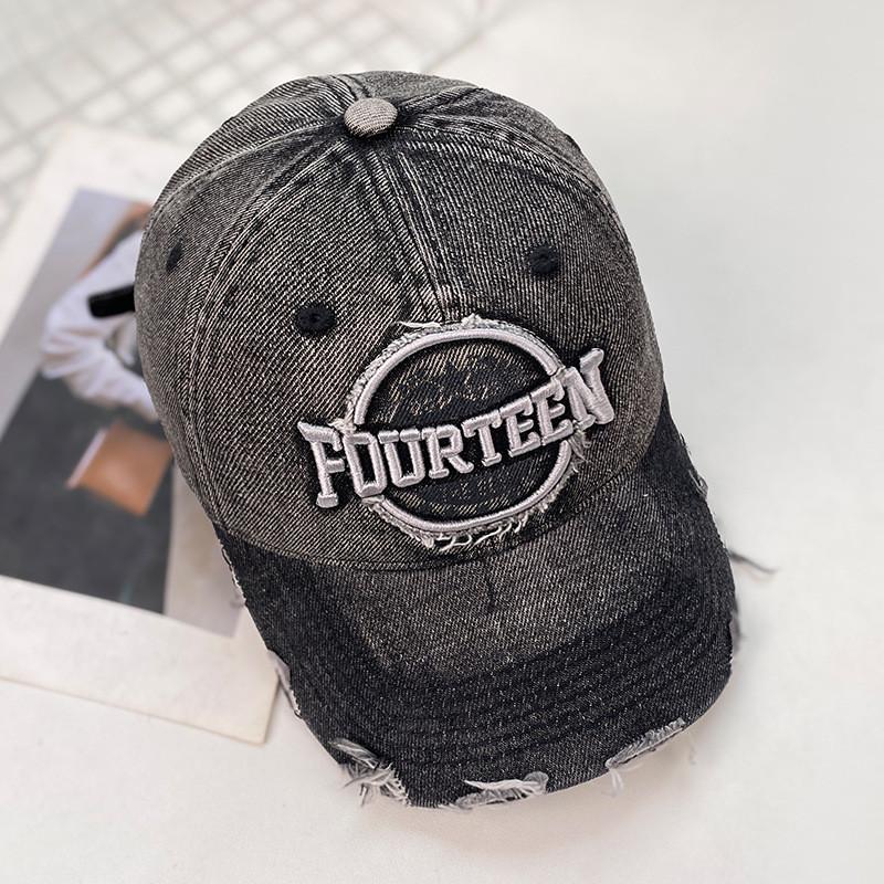 Retro Embroidered Letters Cotton Baseball Cap With Curved Peak For Use Daily