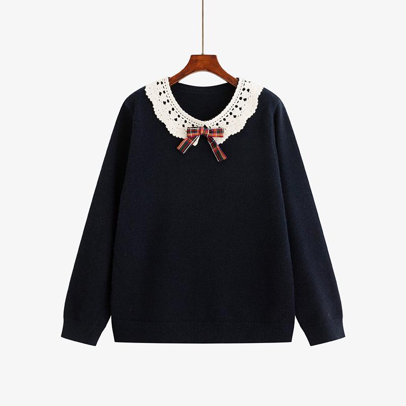 Plus Size Women's Winter Doll Collar Sweater - Age-Reducing Casual Knitwear, 2025