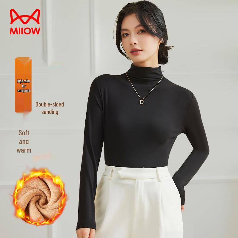 MaoRen Women s High-Neck Knitted Long Sleeve Base Layer Top L