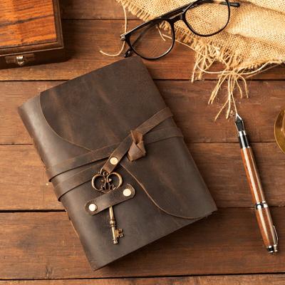 Vintage Leather Journal with Key - A5