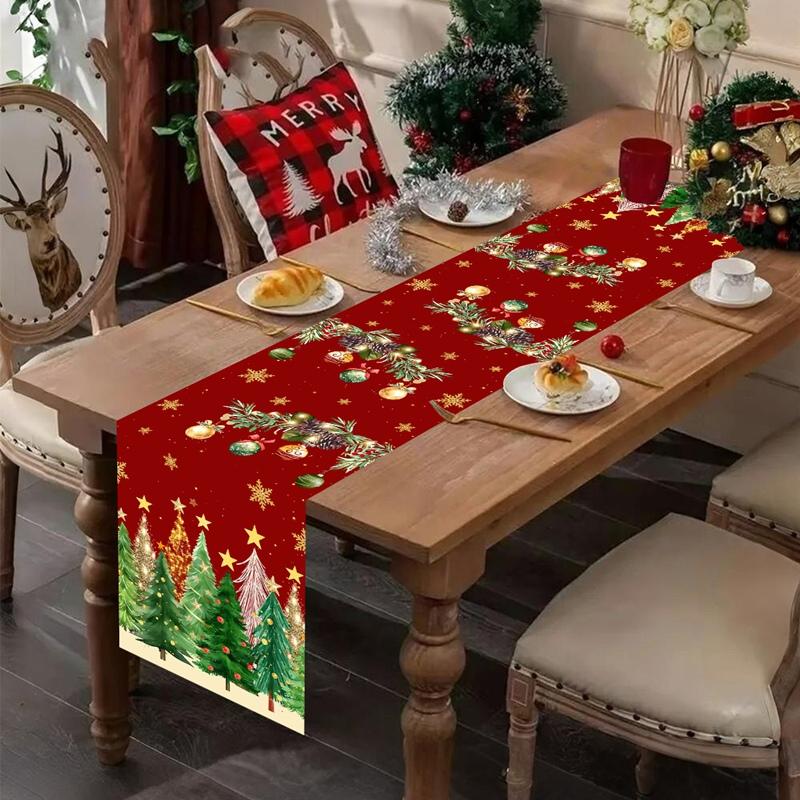 Christmas Tree Table Runner Christmas Decorations for Home 2026 Xmas Party Table Decor Navidad Gifts New Year 2026 Table Cover