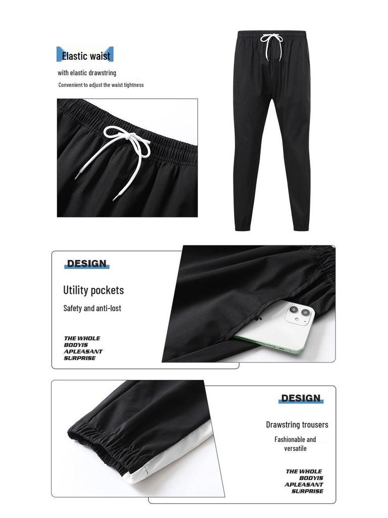 Men's Casual Color Block Hoodie Two-Piece Set for Back-to-School and Outdoor Sports