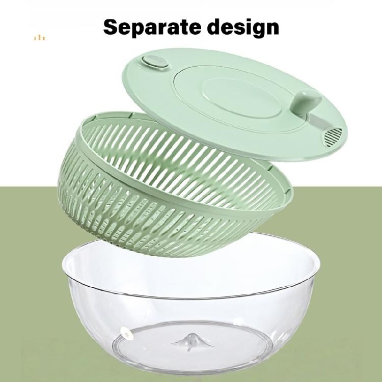 Space Saving High Capacity Double Basket Salad Spinner Food Safe Stainless Steels Hand Operated Dryer