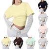 Women's Casual Round Neck Long Sleeve Lace Patchwork Pullover Top Color Blouse