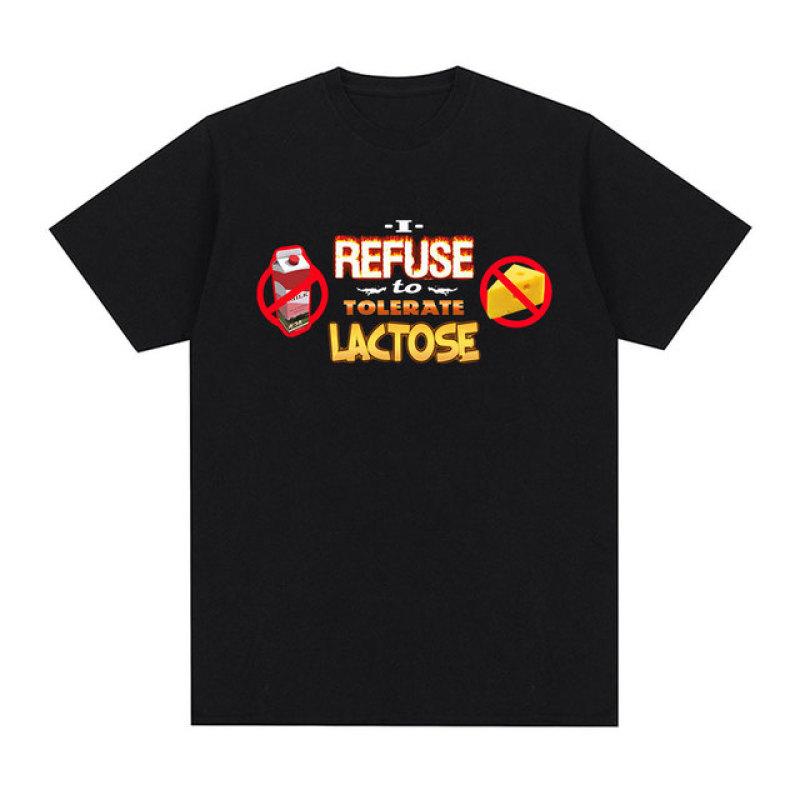Lactose Tolerant Graphic Print T-Shirt Men's Vintage Fashion Short Sleeve T-shirts 100% Cotton Casual Cozy Oversized T Shirts