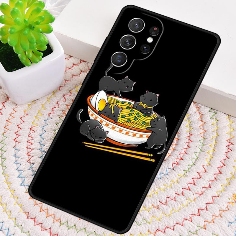 Ramen Katze Japanische Kunst TPU Handyhülle Für Samsung Galaxy note 10 pro S26 S25 S24 S23 S22 Ultra Plus S21 FE S20 Stoßfeste Hülle