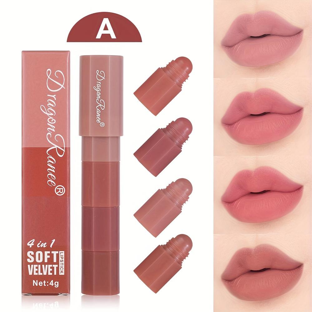 2pcs Mini Velvet Matte Lipstick Set 4-in-1 Long-Lasting & Moisturizing Lip Stain Smudge-proof Effortless Application Ultra-Portable Lip Gloss