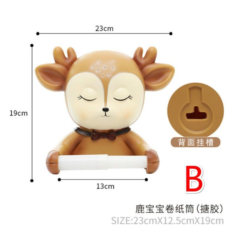 Punch-free Cartoon Animal Creative Home Roll Paper Box Roll Holder Decoration Roll Paper Tube Toilet Tissue Box Wall Hanging