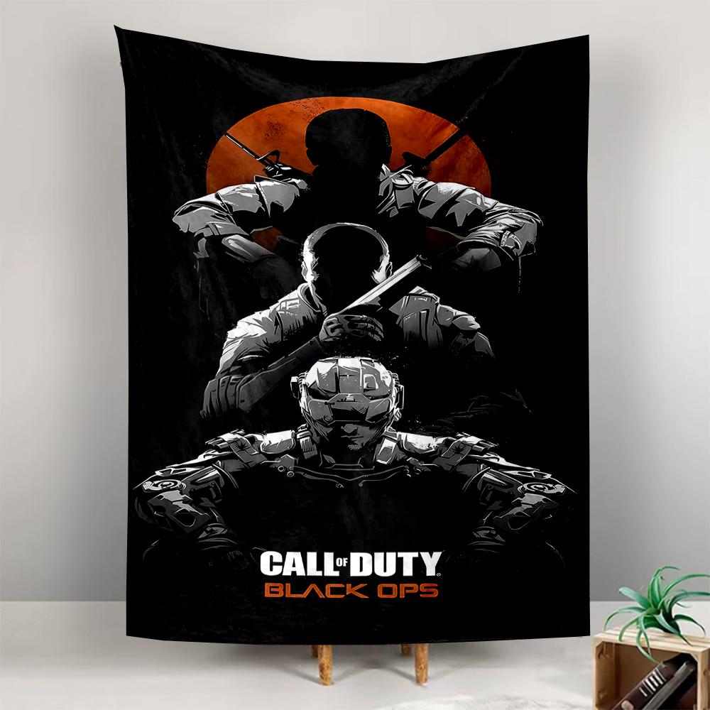 Tapestry Call of Duty Black Ops Soldiers Silhouette Orange Sun Minimalist Wall Hanging