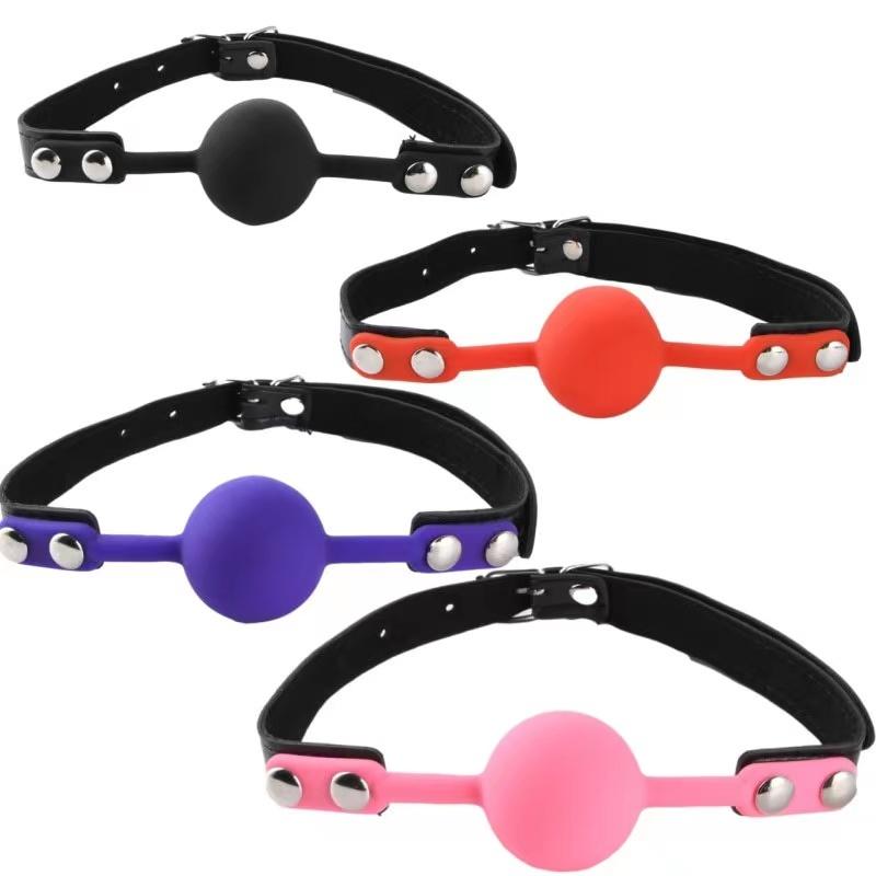 3 Colors Faux Leather Mouth Gag Adjustable Silicone Ball Adult Flirting Fetish Roleplay Game Props Couples BDSM Bondage Sex
