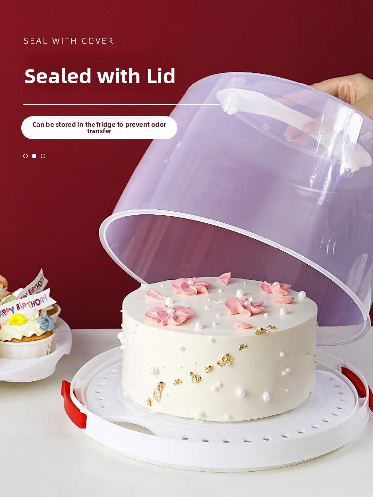 Portable Double Layer 8 Inch Cake Box Transparent Birthday Packaging Paper Cup Box Home Use Bakery DIY Pastry Packaging Box