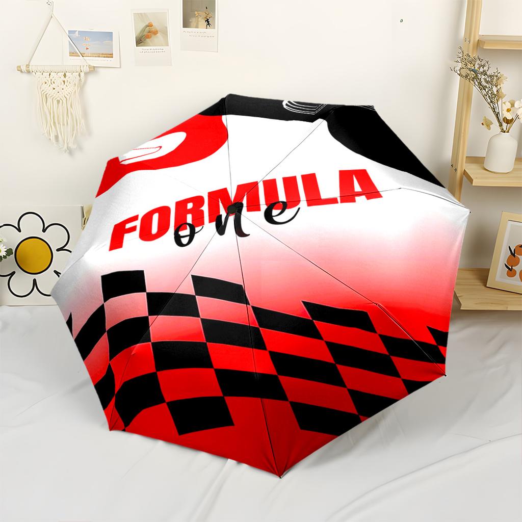 Racing Speed Passion Compact Travel Automatic Umbrella Retractable Design with 8-Rib Durability Sturdy Construction for Outdoor Daily Use