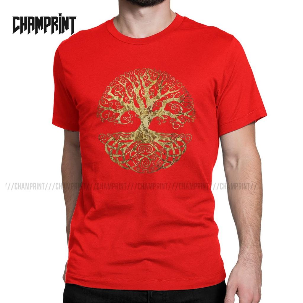 Tree Of Life T-Shirt for Men Forest Nature Budda Symbol Novelty Pure Cotton Tees Round Neck Short Sleeve T Shirts Birthday Gift