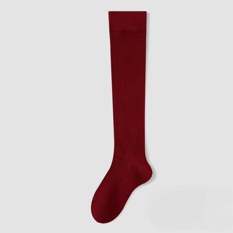 

Wool Socks - Segmented Style Pressure Slimming Without Bones Long Stockings That Absorb Sweat and Are Breathable, Pure Color Calf Socks 1 pair