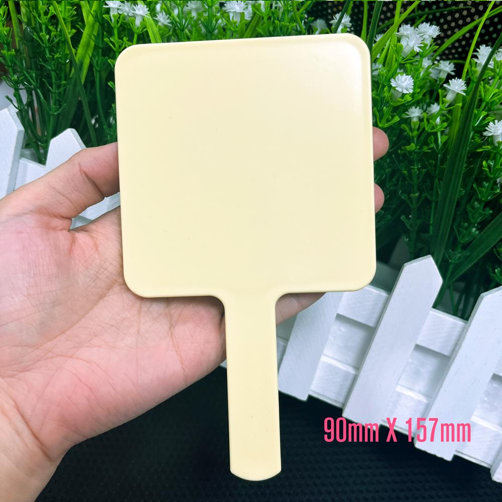 Low Moq Heart pink Shade Mirror for Makeup Custom logo Handle Makeup Colorful Cosmetic Mirror