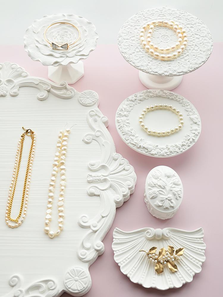 Photography Jewelry Display Shelf Creative Gypsum Round Relief Tray Counter Jewelry Display Shelf Photography Display Props