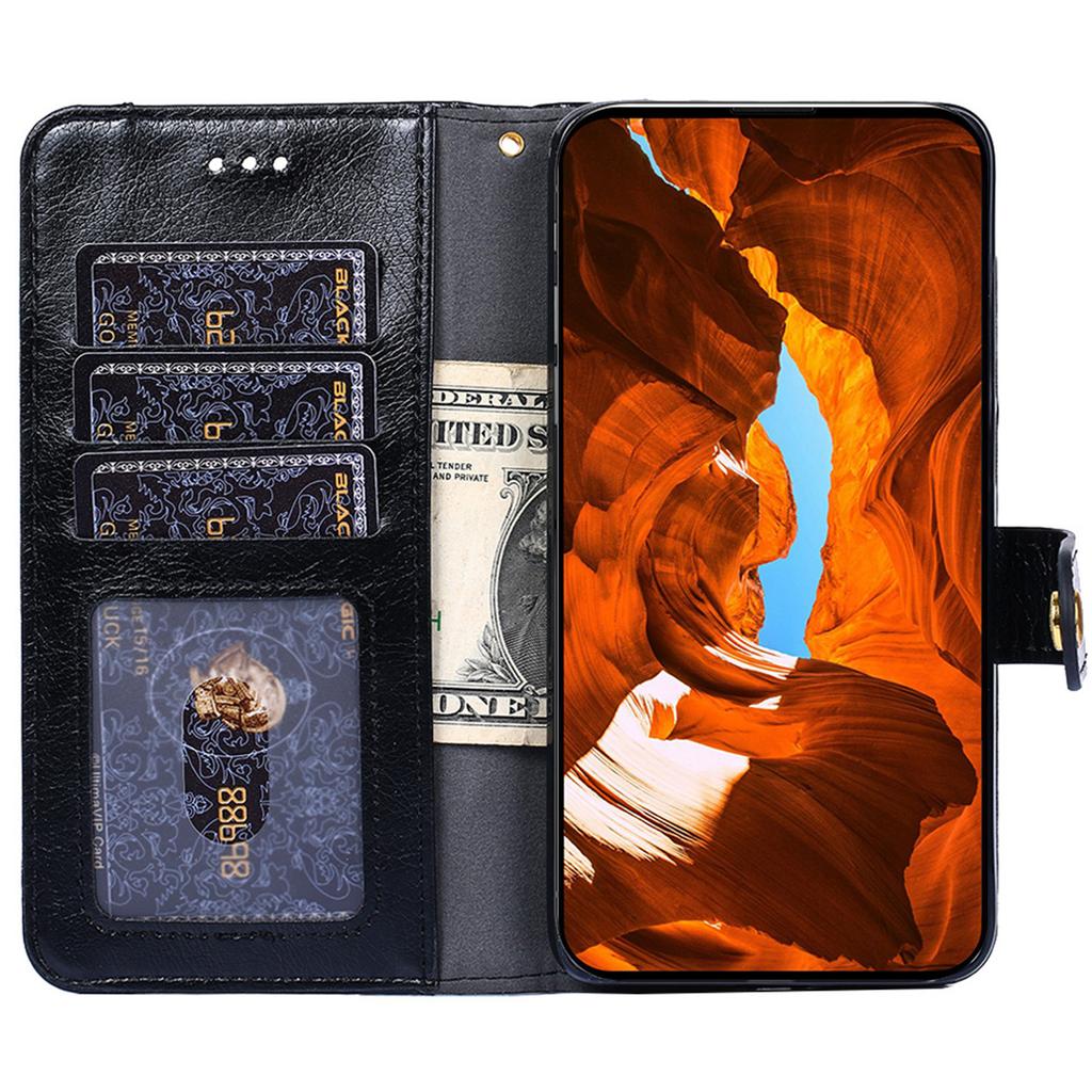 Phone Case for Huawei P60/P60 Pro Zipper Pocket PU Leather Wallet Stand Cover with Strap