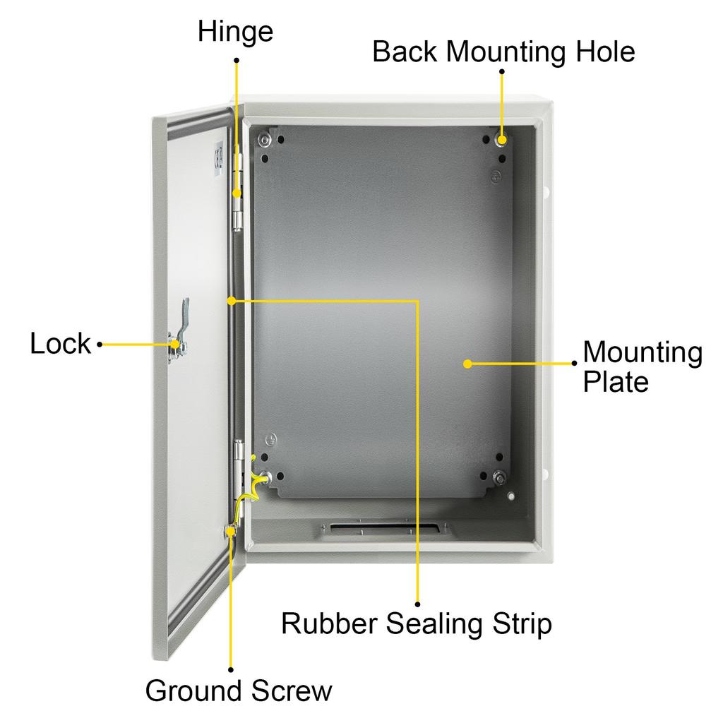 VEVOR NEMA Stahlgehäuse, 30x20x15 cm NEMA 4X Elektrischer Stahlkasten, IP66 Wasserdicht & Staubdicht, Elektrische Anschlussdose für Außen/Innen