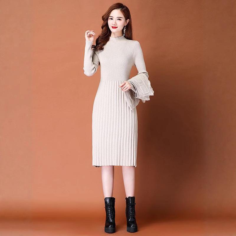 2025 Autumn/Winter Women's Elegant Knit Two-Piece Mid-Length Wool Dress Set