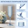 Blue Plastic Champagne Flutes 12 Pcs, 5.5oz Unbreakable BPA-free Stemware for Wedding Toasting & Parties