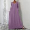 Abito Pullover Casual Largo da Donna alla Moda a Manica Lunga con Scollo a V e Colore Uniforme