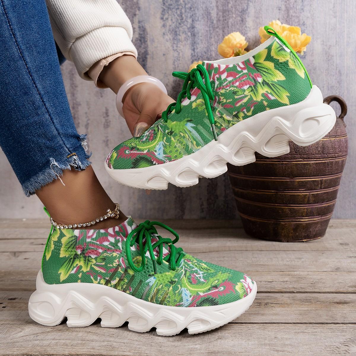 

модные женские кроссовки из плетеной сетки удобные современные туфли для девочек женские кроссовки для бега на открытом воздухе 36 зелёный