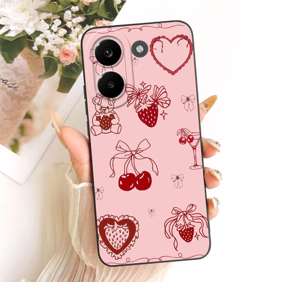 Soft Silicone Funda For Xiaomi Poco X8 Pro Max Redmi Turbo 5 Max Phone Case Vintage Starry Cherry Bow Printed Daisy Bumper