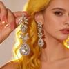 Geometric Water Drop Earrings For Women With Crystal Silver Needle For Wedding Fashion