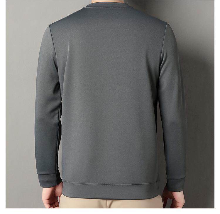 Men's High-End Wool-Blend Mulberry Silk Fleece-Lined Long-Sleeve Sweatshirt