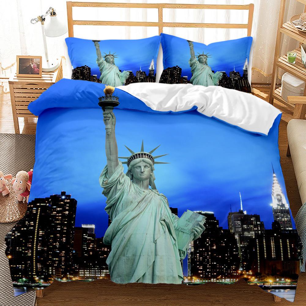 Building Three-Piece 3D Digital Printing Bedding Quilt Cover